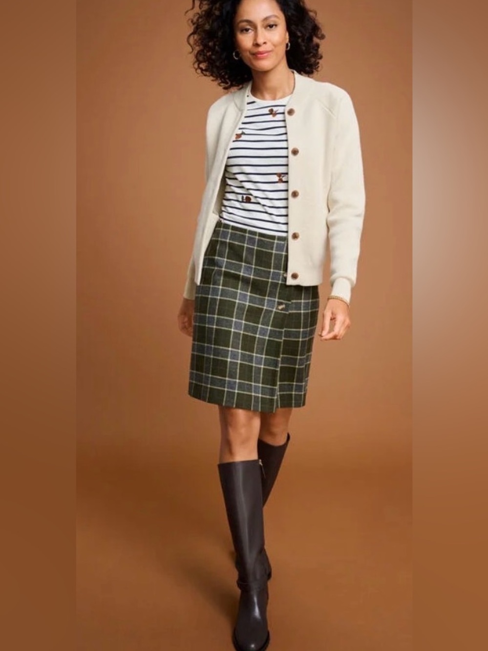 Talbots FAUX WRAP A-LINE SKIRT - SHETLAND PLAID Size 2 NWT